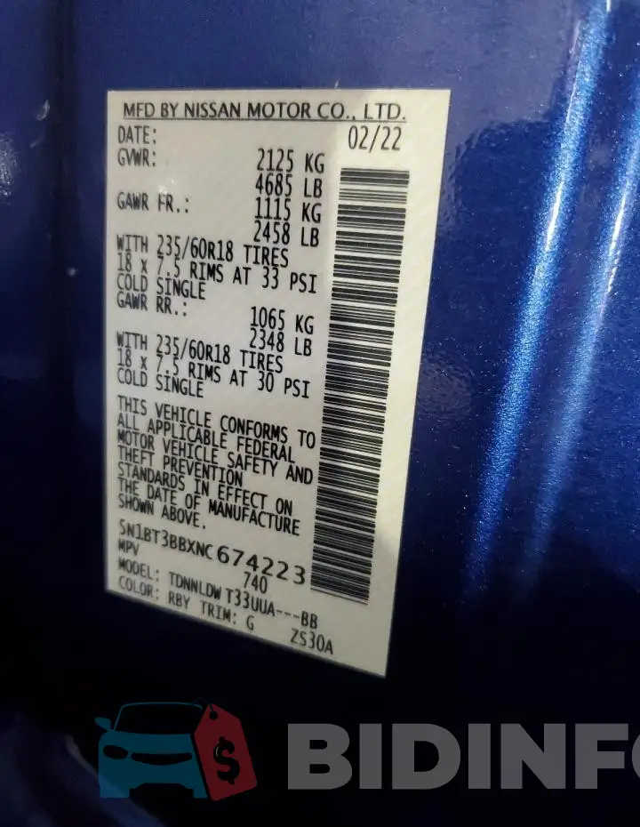 5N1BT3BBXNC674223 Photo# 14