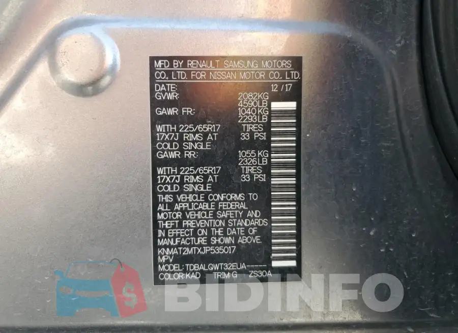 KNMAT2MTXJP535017 Photo# 14