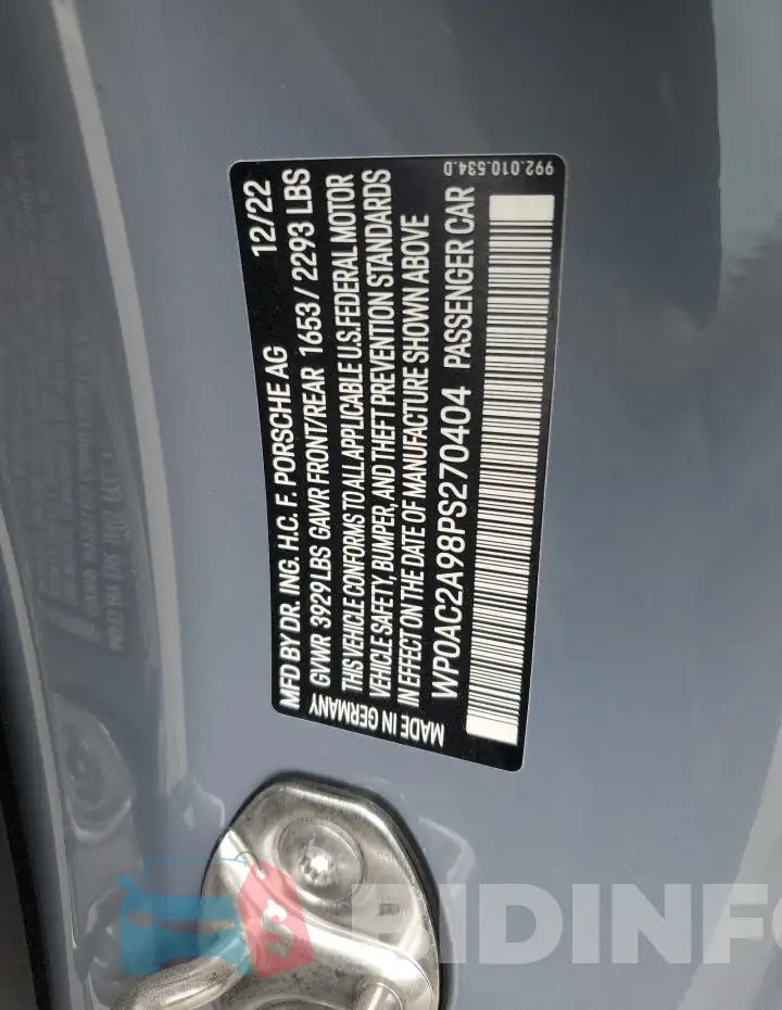 WP0AC2A98PS270404 Photo# 13
