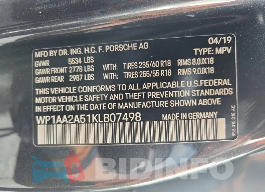 WP1AA2A51KLB07498 Photo# 13