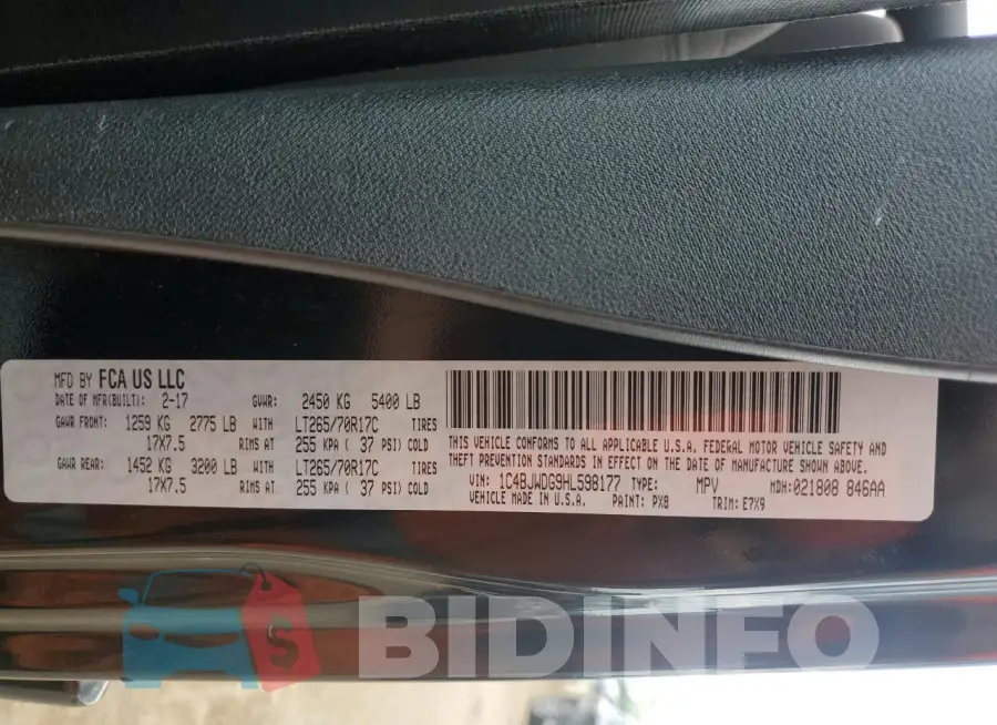 1C4BJWDG9HL598177 Photo# 13