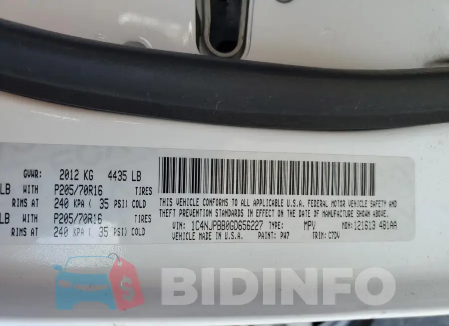 1C4NJPBB0GD656227 Photo# 13