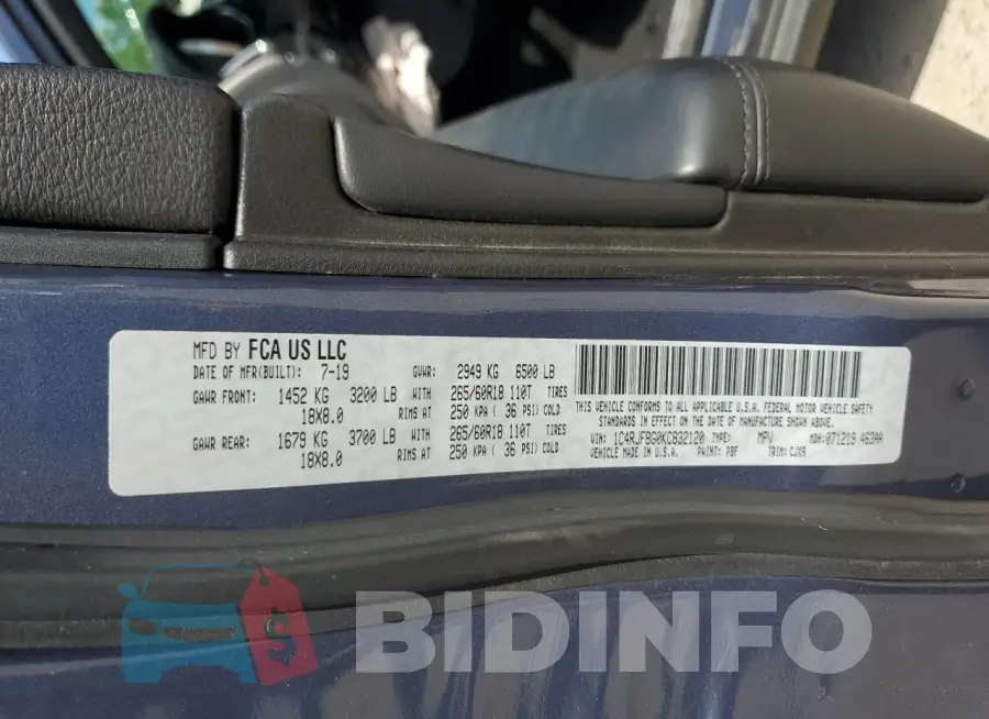 1C4RJFBG0KC832120 Photo# 13
