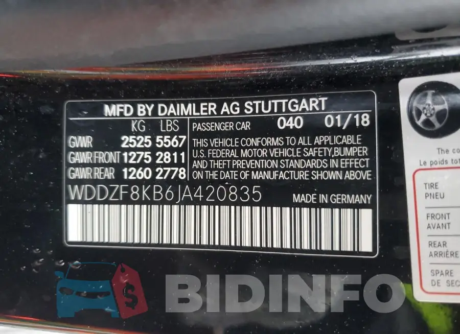 WDDZF8KB6JA420835 Photo# 12
