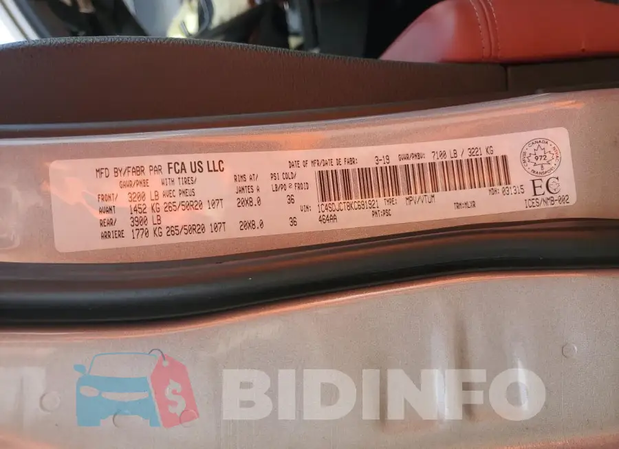 1C4SDJCT8KC691921 Photo# 13