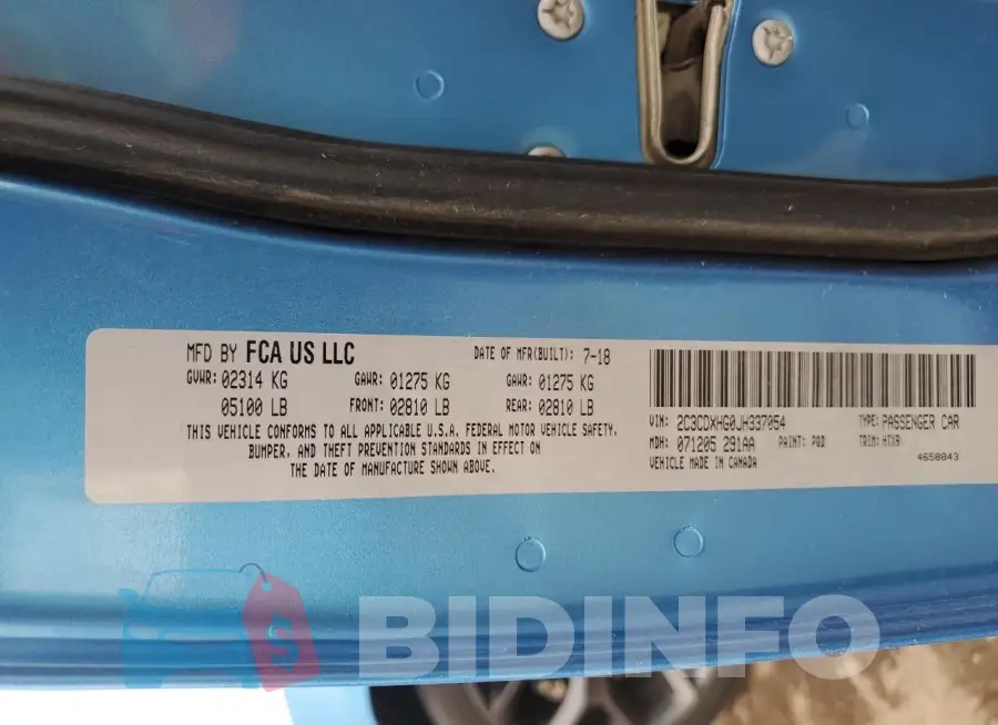 2C3CDXHG0JH337054 Photo# 13