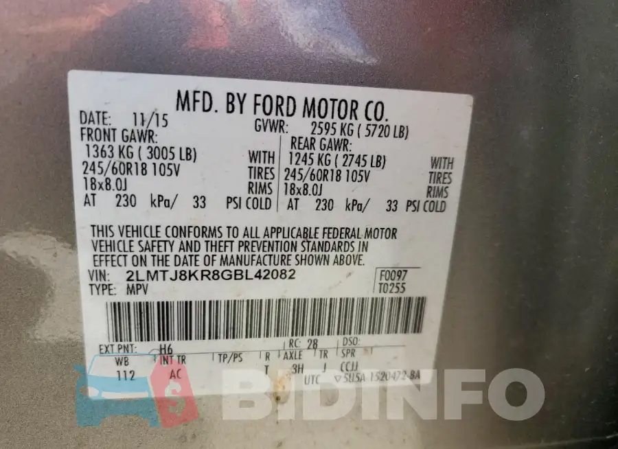 2LMTJ8KR8GBL42082 Photo# 14