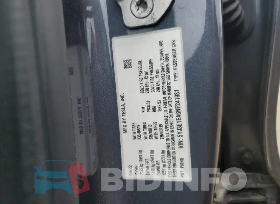 5YJ3E1EA6NF241981 Photo# 12