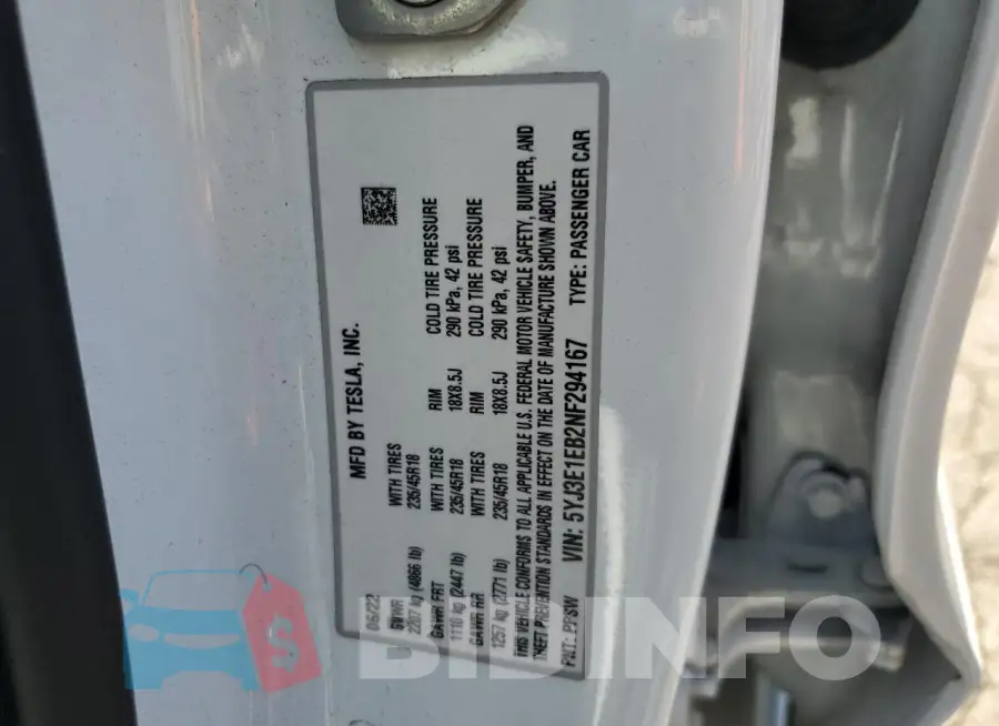 5YJ3E1EB2NF294167 Photo# 12
