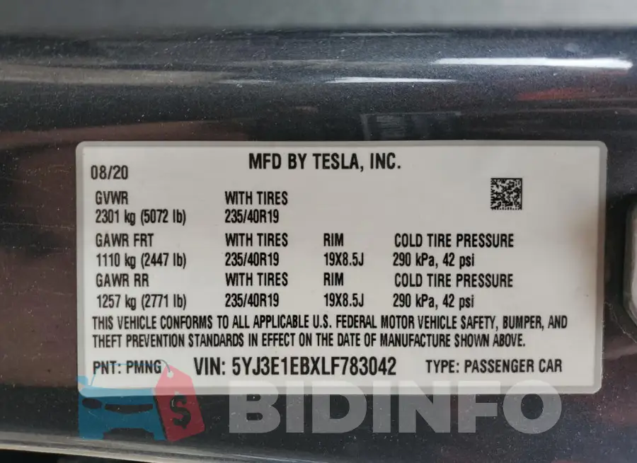 5YJ3E1EBXLF783042 Photo# 12