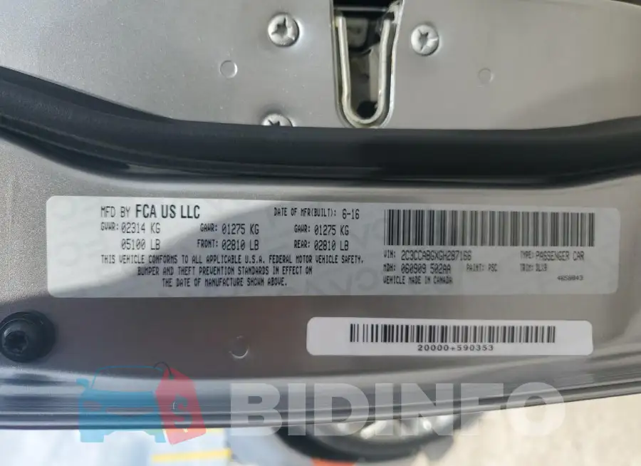 2C3CCABGXGH287166 Photo# 12