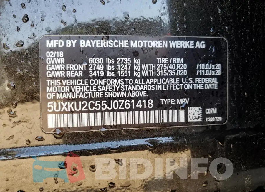 5UXKU2C55J0Z61418 Photo# 12