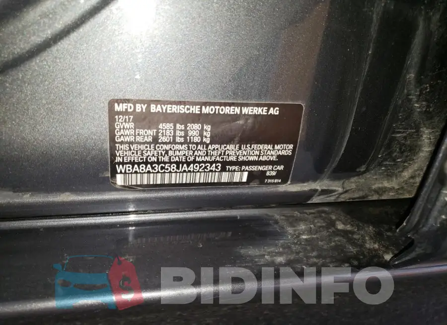 WBA8A3C58JA492343 Photo# 12