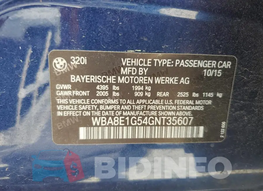WBA8E1G54GNT35607 Photo# 13