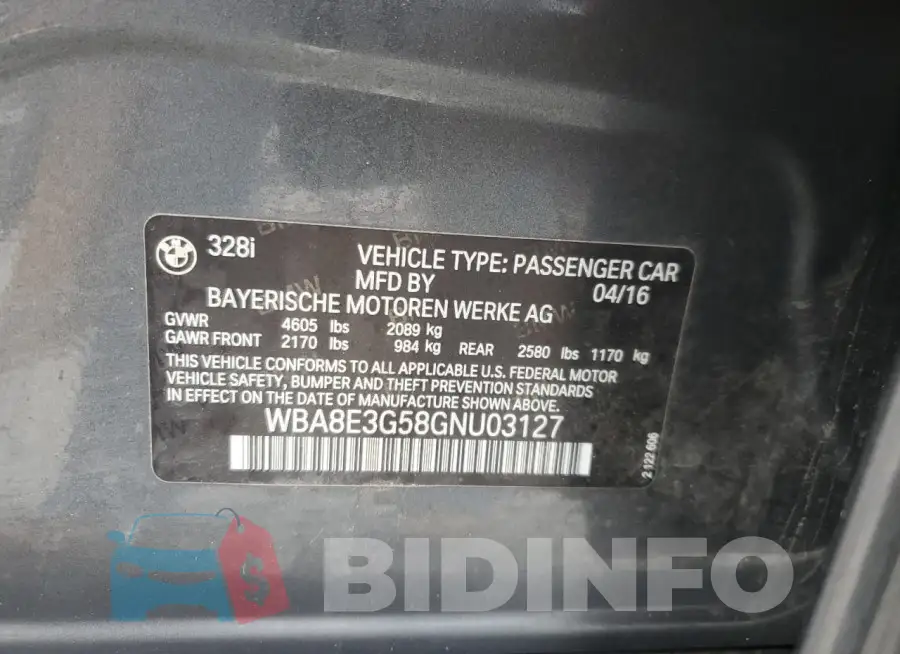 WBA8E3G58GNU03127 Photo# 12
