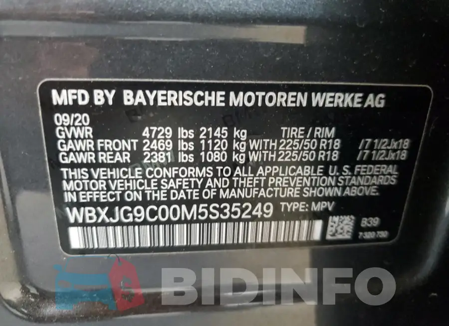 WBXJG9C00M5S35249 Photo# 13
