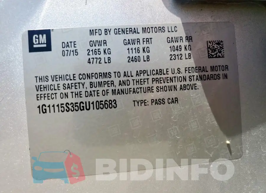 1G1115S35GU105683 Photo# 13