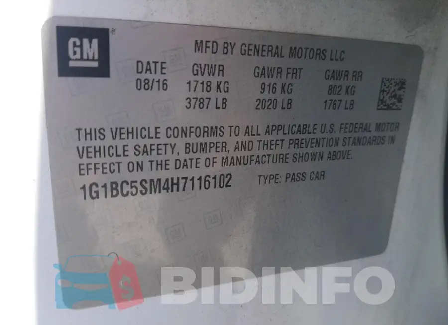 1G1BC5SM4H7116102 Photo# 12