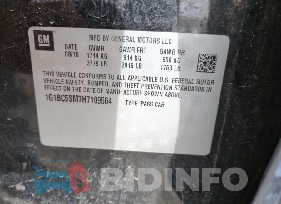 1G1BC5SM7H7109564 Photo# 12