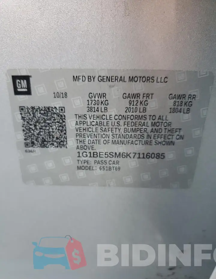 1G1BE5SM6K7116085 Photo# 13