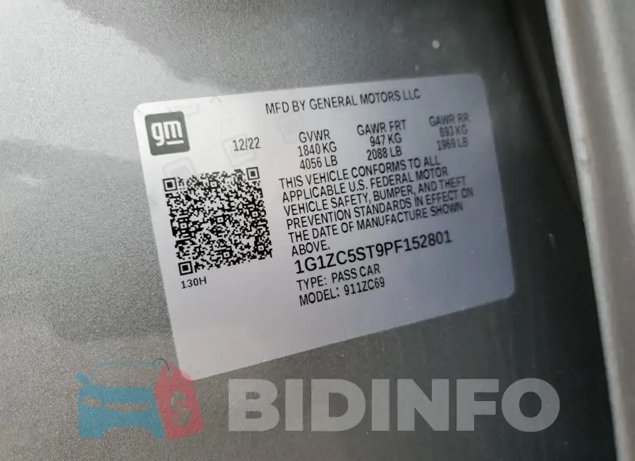 1G1ZC5ST9PF152801 Photo# 13
