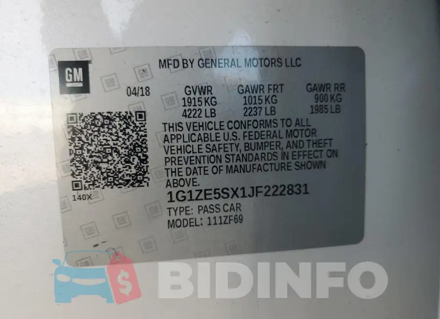 1G1ZE5SX1JF222831 Photo# 12