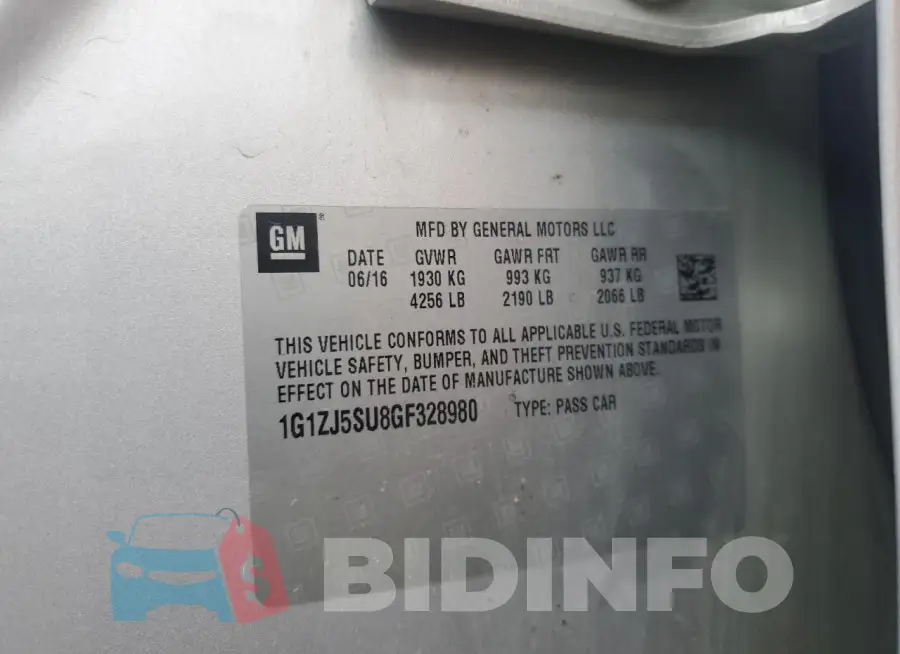 1G1ZJ5SU8GF328980 Photo# 12