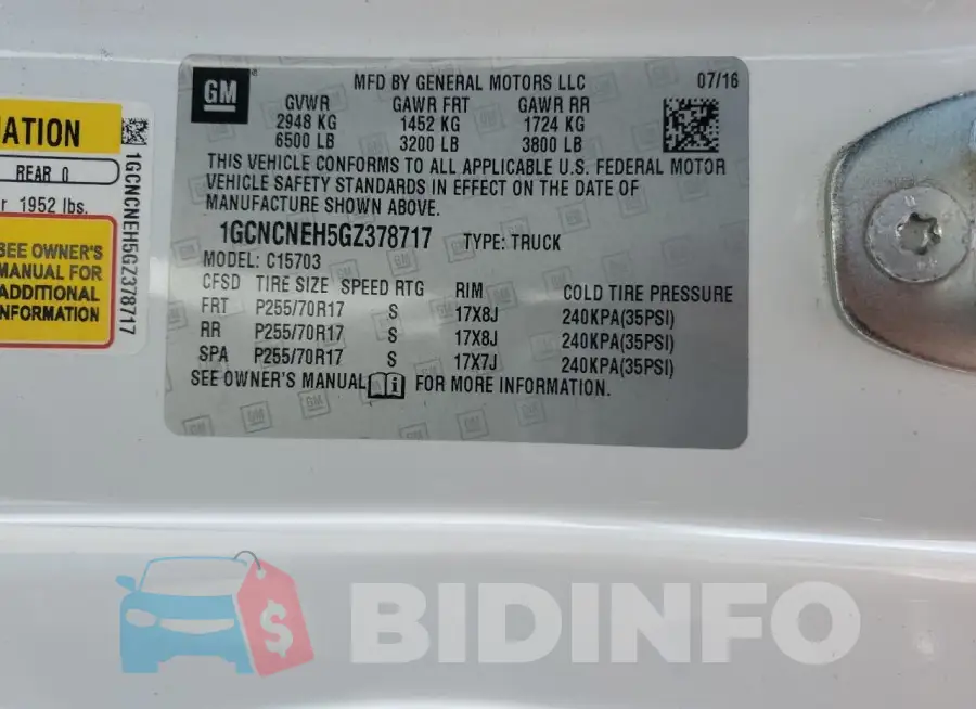 1GCNCNEH5GZ378717 Photo# 13
