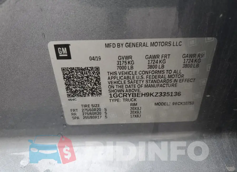 1GCRYBEH9KZ335136 Photo# 12