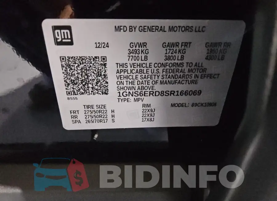 1GNS6ERD8SR166069 Photo# 13