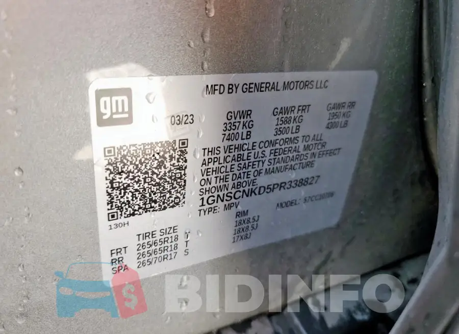 1GNSCNKD5PR338827 Photo# 13