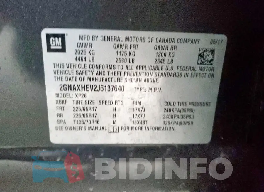 2GNAXHEV2J6137640 Photo# 13