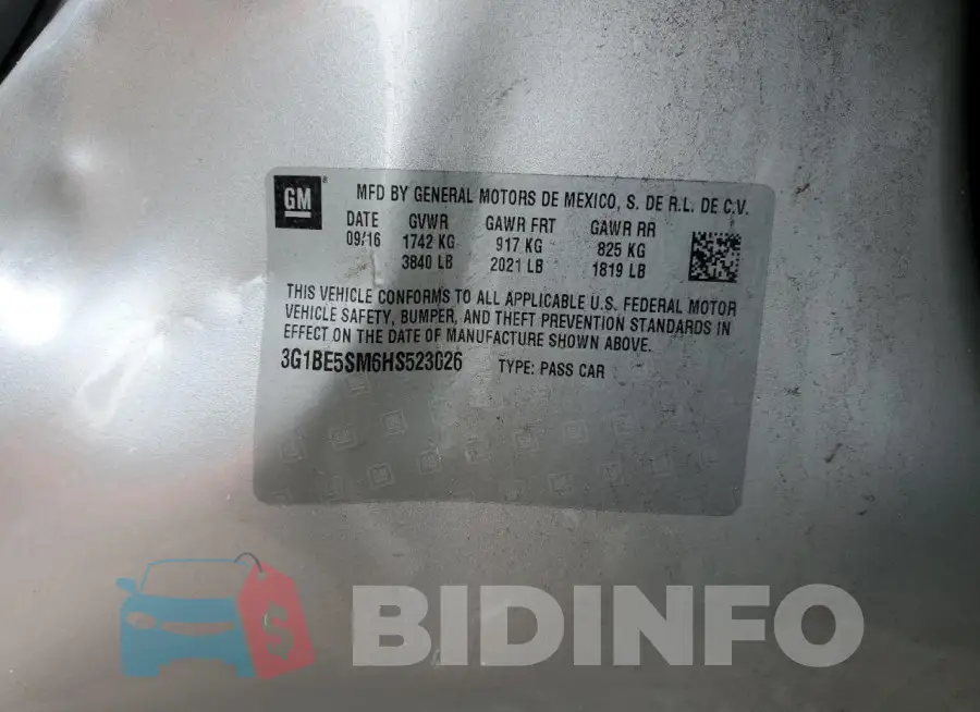 3G1BE5SM6HS523026 Photo# 12
