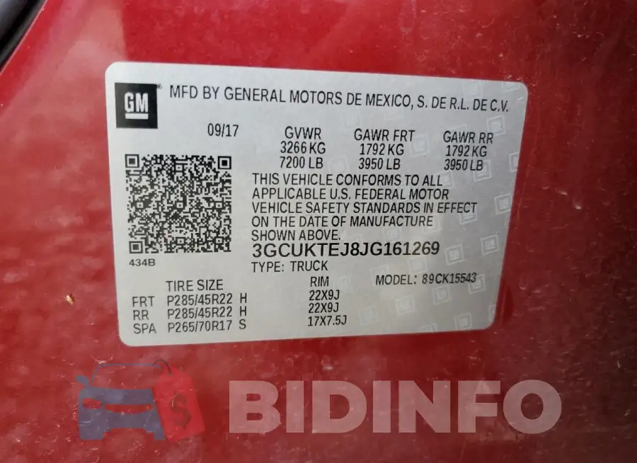 3GCUKTEJ8JG161269 Photo# 12