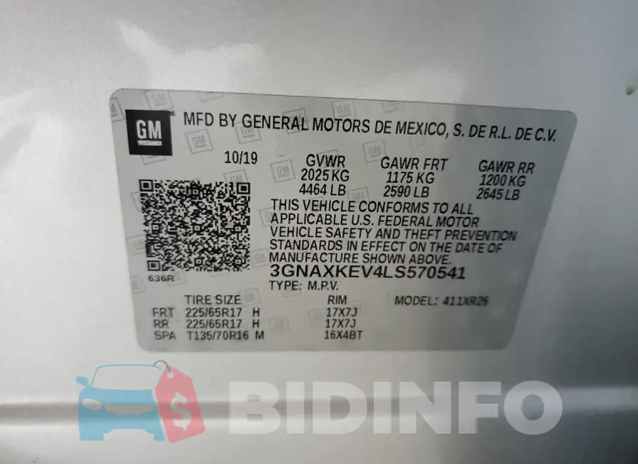 3GNAXKEV4LS570541 Photo# 13