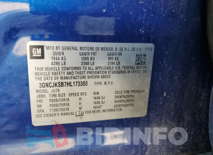 3GNCJKSB7HL173380 Photo# 13