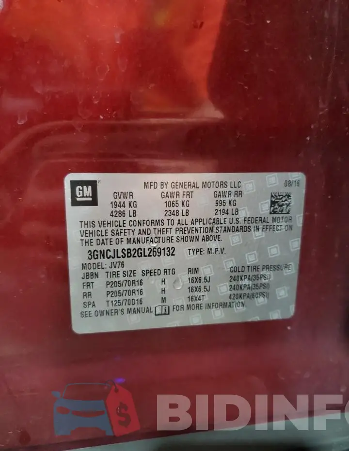 3GNCJLSB2GL269132 Photo# 13