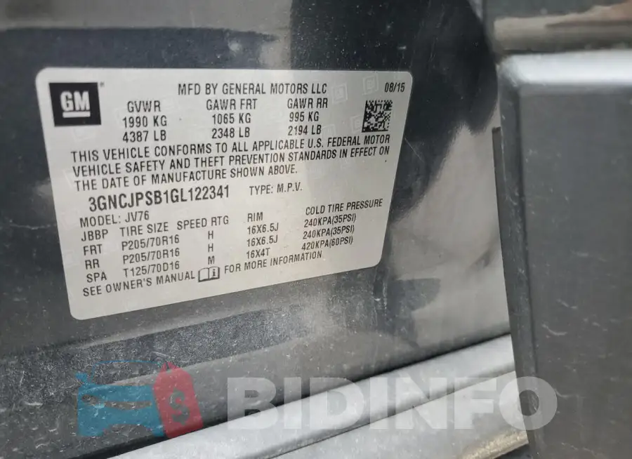 3GNCJPSB1GL122341 Photo# 13
