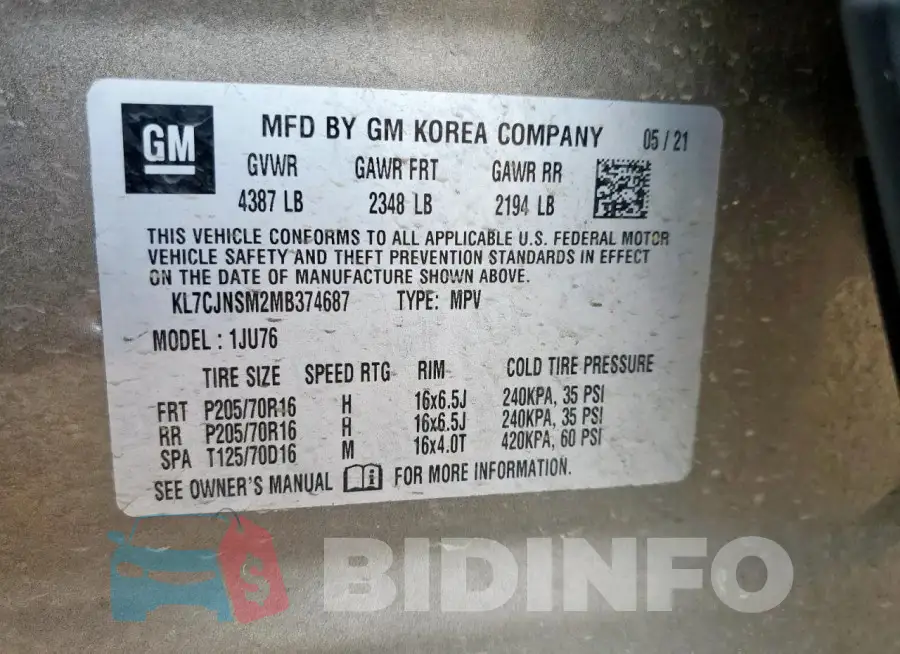 KL7CJNSM2MB374687 Photo# 13
