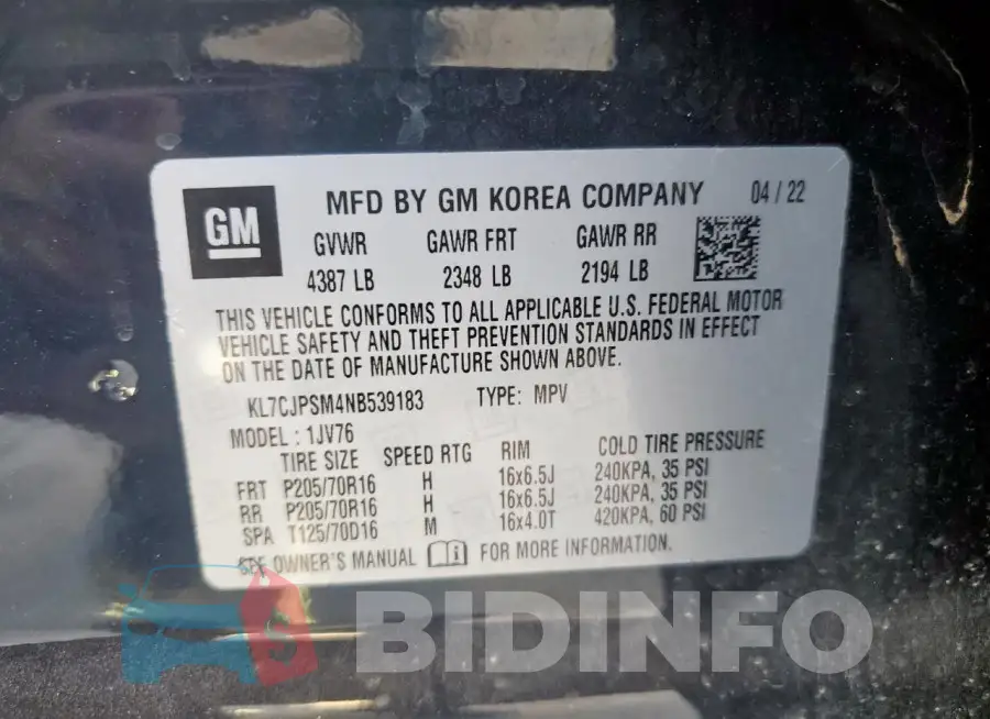 KL7CJPSM4NB539183 Photo# 13