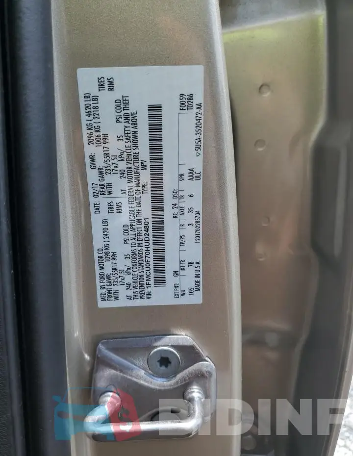 1FMCU0F70HUD24801 Photo# 13