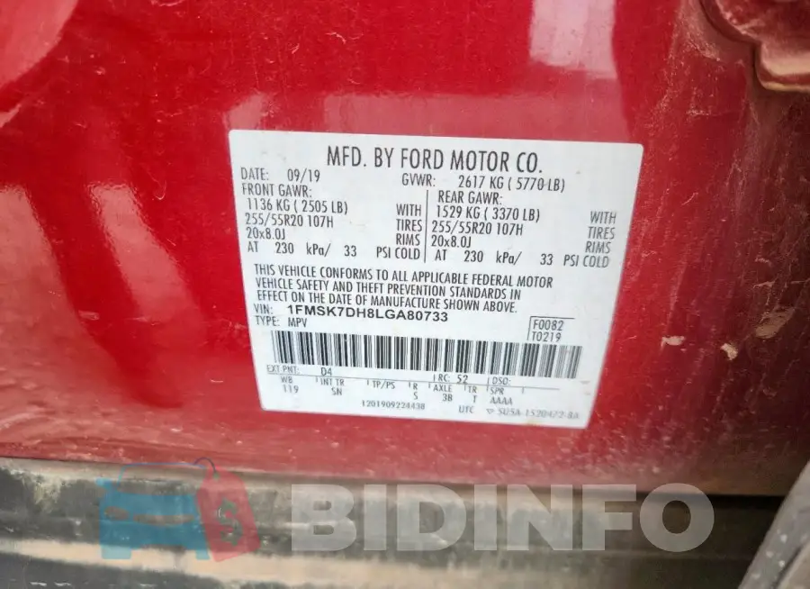 1FMSK7DH8LGA80733 Photo# 13