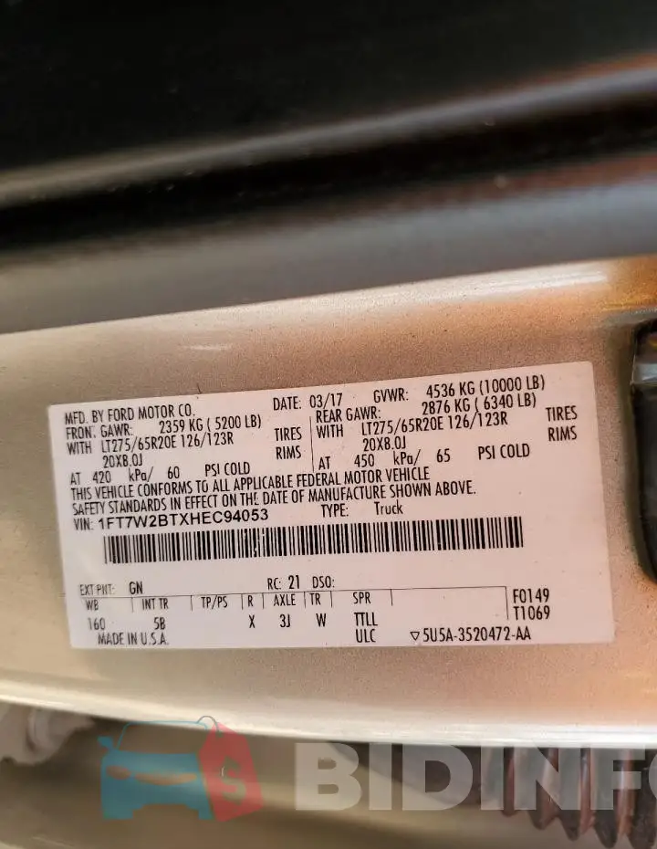1FT7W2BTXHEC94053 Photo# 12