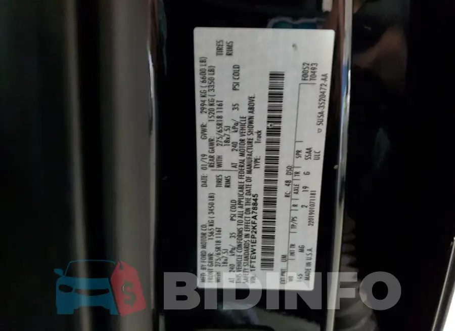 1FTEW1EP2KFA78845 Photo# 13