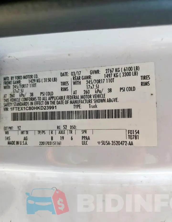 1FTEX1C80HKD23991 Photo# 13