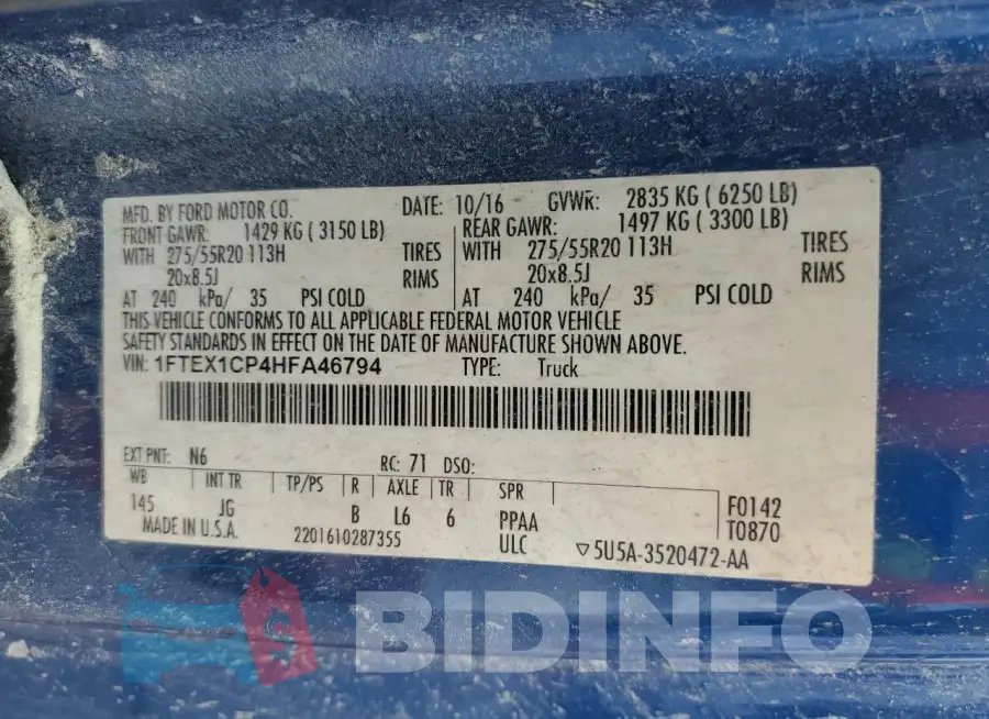 1FTEX1CP4HFA46794 Photo# 13