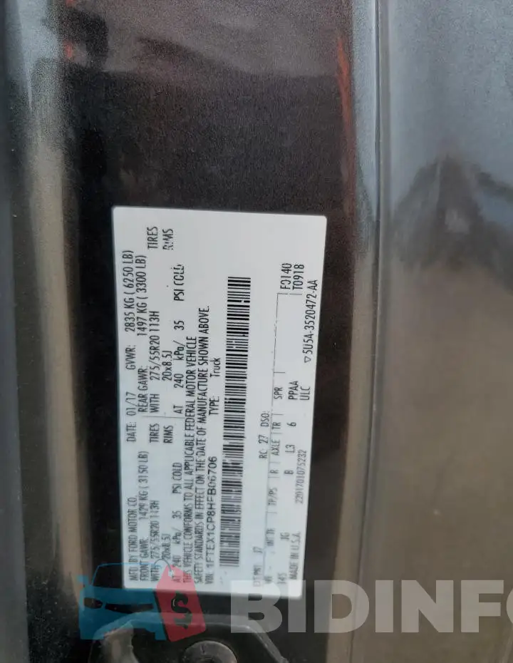 1FTEX1CP8HFB06706 Photo# 13