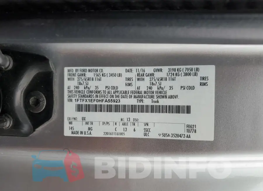 1FTFX1EF0HFA55923 Photo# 12