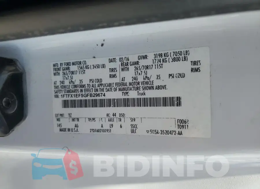 1FTFX1EF5GFB29674 Photo# 12