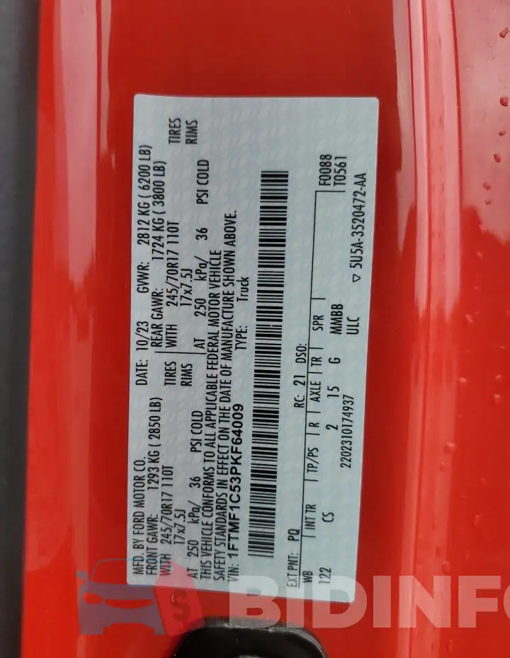 1FTMF1C53PKF64009 Photo# 12